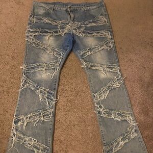 Distressed Blue Jeans